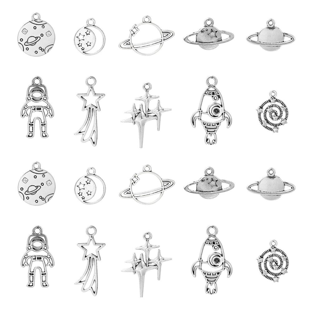 2593 50 Pcs Planet Theme Tibetan Style Charms Pendant Space Universe Charms